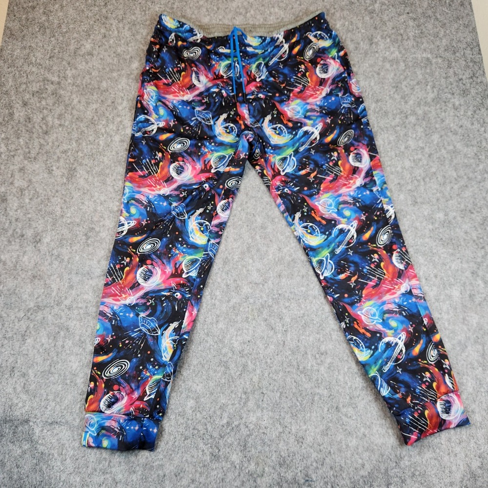 Chubbies Movementum Joggers Men XL Blue Multi Galactic Odysseys Pants Space UFO